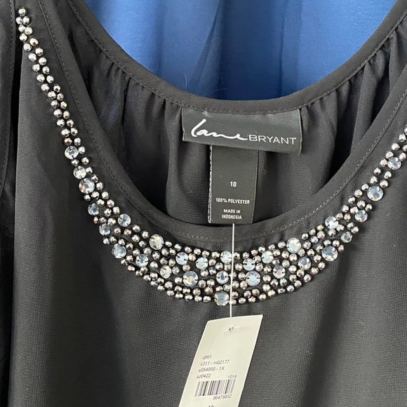 NWT- LANE BRYANT sleeveless top with rhinestones along the front - Picture 6 of 6